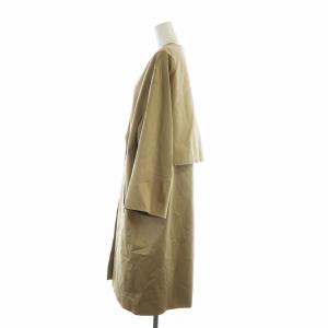 Deuxieme Classe ギャバノーカラーコート ロゴ 長袖 ダブル 総裏地 ベージュ 16-020-500-4091-1-0 GY03