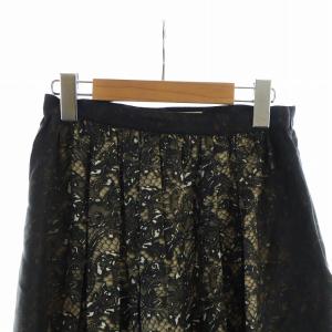 PRADA プリーツスカート ミドル ロゴ 総柄 ジップフライ 絹 シルク 38 S 茶 ブラウン 黒 ブラック GY03