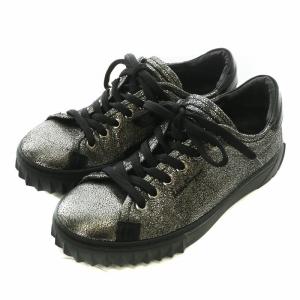 Salvatore Ferragamo スニーカー レザー ローカット 4.5 22cm シルバー色 黒 ブラック /XZ GY03