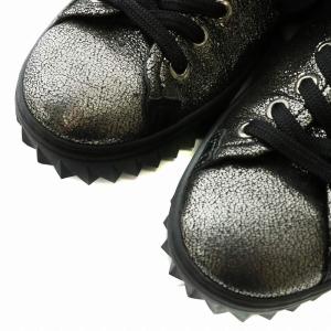 Salvatore Ferragamo スニーカー レザー ローカット 4.5 22cm シルバー色 黒 ブラック /XZ GY03