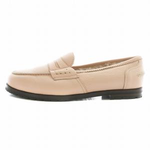 MANOLO BLAHNIK コインローファー スリッポン レザー ムートン ラウンドトゥ 38 24.5cm ピンク /XZ GY03