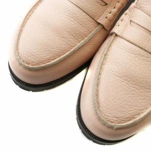 MANOLO BLAHNIK コインローファー スリッポン レザー ムートン ラウンドトゥ 38 24.5cm ピンク /XZ GY03