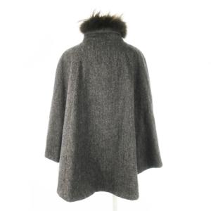 23区 ケープコート マント ポンチョ ファー付き ツイード ヘリンボーン 38 M グレー /CK16 GY03