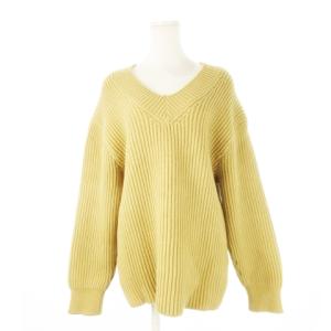 ニット セーター Vネック 長袖 リブ 厚手 コクーンシルエット ウール ベージュ /CK17 GY03