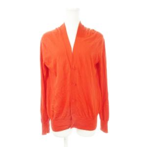 18ゲージ カーディガン ニット Vネック 長袖 コットン シルク混 絹 2 M オレンジ 6515-106-0306