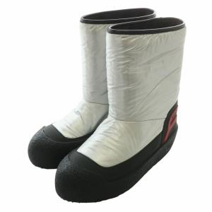 CAMELY スノーブーツ 厚底 ショート ナイロン ラウンドトゥ ロゴ US4.5 22cm シルバー色