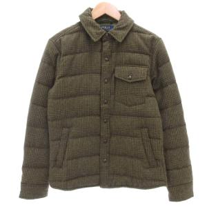 ダウンジャケット キルティング 千鳥格子柄 ショート丈 XS カーキ /AE GY01