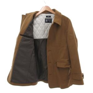 SHIPS ステンカラーコート ジャケット スーパー140'S メルトン ウール ミドル丈 L 茶 ブラウン /JS