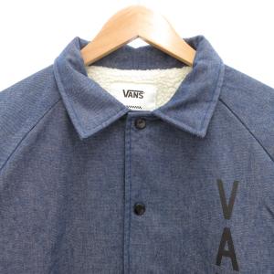 VANS コーチジャケット ブルゾン ロゴ 裏地ボア L 紺 ネイビー /GV GY01