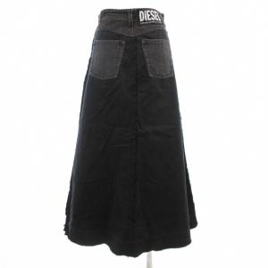 DIESEL フレアスカート ロング マキシ デニム切替 ボタンフライ カットオフ 24 黒 ブラック /GV GY01