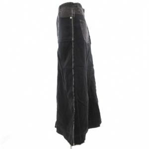 DIESEL フレアスカート ロング マキシ デニム切替 ボタンフライ カットオフ 24 黒 ブラック /GV GY01