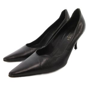 パンプス ポインテッドトゥ ハイヒール レザー 36.5 黒 ブラック /JS GY01
