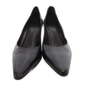 GUCCI パンプス ポインテッドトゥ ハイヒール レザー 36.5 黒 ブラック /JS GY01