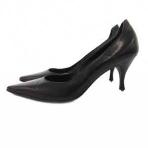 GUCCI パンプス ポインテッドトゥ ハイヒール レザー 36.5 黒 ブラック /JS GY01