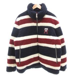 フリースダウンジャケット ジップアップ ボーダー ロゴ XL マルチカラー /GV