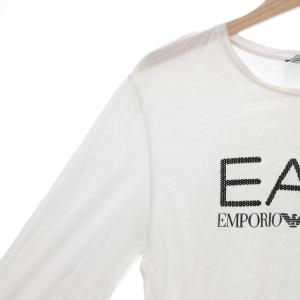EMPORIO ARMANI ロンT Tシャツ クルーネック 文字プリント 長袖 M 白 ホワイト /AE GY01