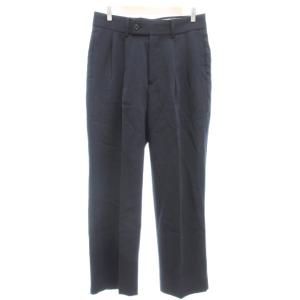 パンツ スラックス ツータック スリムテーパード センタープレス S 紺 ネイビー /AE GY01