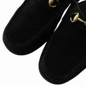 GUCCI ビットローファー スエード ラウンドトゥ ゴールド金具 5.5 23.5cm 黒 ブラック /XZ GY19