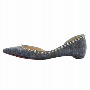 Christian Louboutin パンプス ラメ スタッズ 38.5 ネイビー