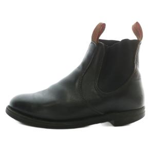 RED WING サイドゴアブーツ レザー ショート ラウンドトゥ ロゴ 黒 ブラック /XZ GY19