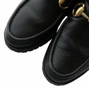 GUCCI チャッカブーツ ローファー レザー ラウンドトゥ ホースビット ゴールド金具 35 22cm 黒 ブラック