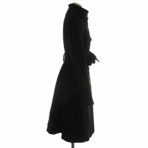 BURBERRY BLUE LABEL コート アウター ウール アンゴラ混 ロング ハイネック 裏地チェック柄 ベルト付き 38 M 黒 ブラック