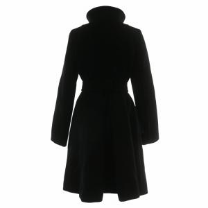 BURBERRY BLUE LABEL コート アウター ウール アンゴラ混 ロング ハイネック 裏地チェック柄 ベルト付き 38 M 黒 ブラック