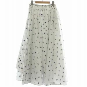 ロングスカート 花柄 36 ホワイト