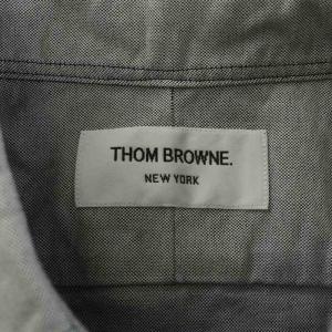 THOM BROWNE ボタンダウンシャツ 半袖 ロゴ 1 青 ブルー /XZ GY19