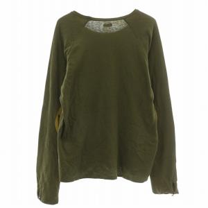 KAPITAL RINGER Tシャツ カットソー ロンT 長袖 クルーネック スマイル 2 M カーキ EK-859