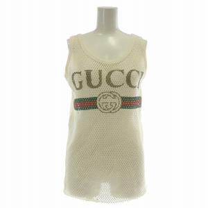 タンクトップ ノースリーブ カットソー メッシュ クルーネック ヴィンテージロゴ シェリーライン インターロッキングG