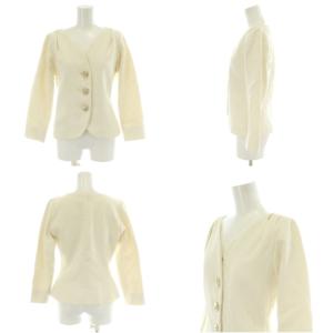 YVES SAINT LAURENT ヴィンテージ セットアップ 上下2点セット ノーカラージャケット タイトスカート ひざ丈 総裏地 金ボタン