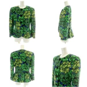 Christian Dior プレタポルテ セットアップ 上下2点セット ノーカラージャケット タイトスカート ひざ丈 総柄 ウール