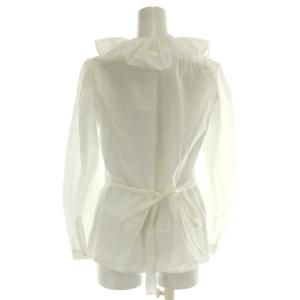 miumiu シャツ ブラウス 長袖 フリル ギャザー 腰紐  36 XS 白 ホワイト 銀 シルバー /MP GY19