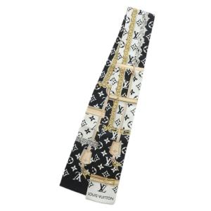 バンドー モノグラム コンフィデンシャル スカーフ シルク ブラック ホワイト