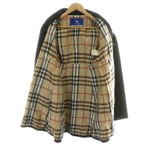 BURBERRY BLUE LABEL トレンチコート ロング アウター ステンカラー ノバチェック ウール 総裏地 36 XS 黒 ブラック