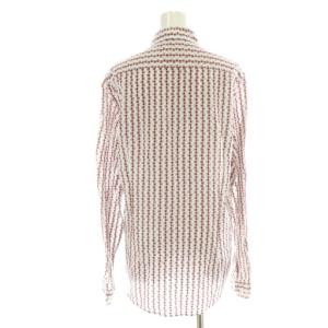 ETRO カジュアルシャツ ブラウス 長袖 レギュラーカラー 総柄 白 ホワイト 赤 レッド オレンジ マルチカラー