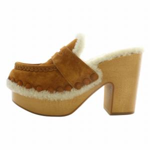 Chloe クロッグ CLOGS サンダル ミュール スエード ムートン ボア 厚底 チャンキーヒール 36 23cm