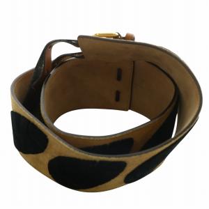 BURBERRY PRORSUM ベルト スエード ベロア 総柄 36/90 ベージュ 黒 ブラック /XZ GY19