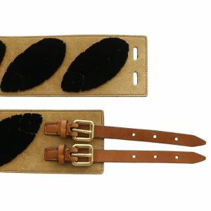 BURBERRY PRORSUM ベルト スエード ベロア 総柄 36/90 ベージュ 黒 ブラック /XZ GY19