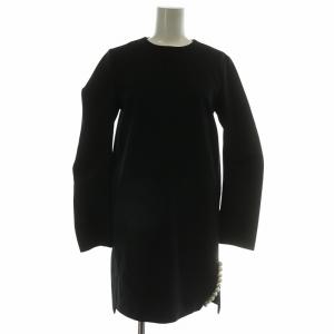 ワンピース 長袖 ひざ丈 パール 38 M 黒 ブラック YCD-315-199 /XZ GY19