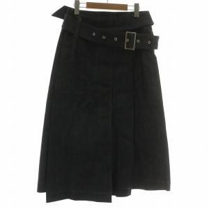 デニムスカート プリーツ ロング ベルト ジップフライ 36 S インディゴ /XZ GY19