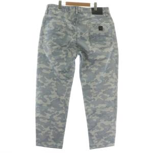 A/X ARMANI EXCHANGE デニムパンツ ジーンズ テーパード 迷彩柄 カモフラ 総柄 ボタンフライ ロゴ 大きいサイズ 36 青