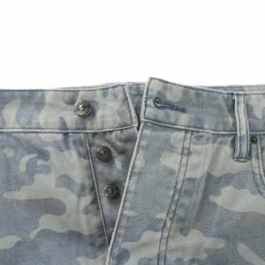 A/X ARMANI EXCHANGE デニムパンツ ジーンズ テーパード 迷彩柄 カモフラ 総柄 ボタンフライ ロゴ 大きいサイズ 36 青