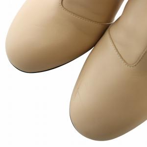 FENDI FF カーリグラフィ ロング ブーツ レザー ラウンドトゥ ハイヒール 36D 23cm ベージュ /XZ