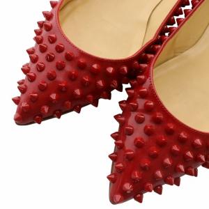 Christian Louboutin パンプス エナメル スタッズ 37.5 レッド