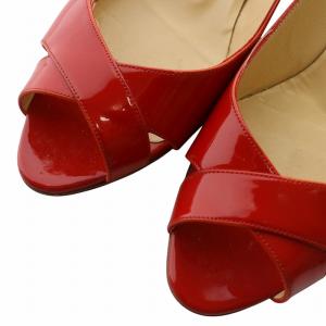 Christian Louboutin パンプス エナメル オープントゥ ヒール 38 25cm 赤 レッド /XZ GY19