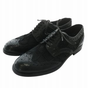 ドレスシューズ レザー ラウンドトゥ ウィングチップ レースアップ 35.5 22.5cm 黒 ブラック