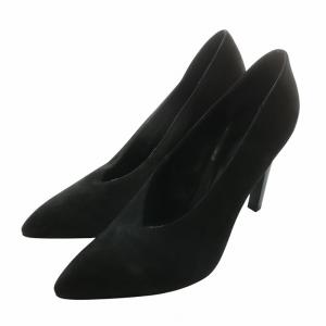 パンプス スエード ポインテッドトゥ ハイヒール 38 24.5cm 黒 ブラック /XZ GY19