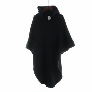 ヨウジヤマモト YOHJI YAMAMOTO 変形 パーカー ロング 半袖 ジップアップ S 黒 ブラック